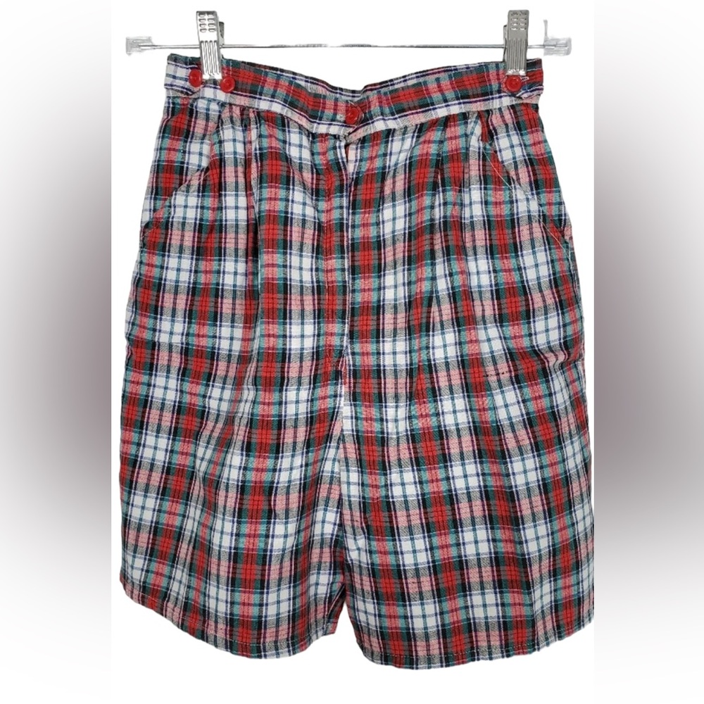1950s Illegible label Plaid, Cotton‎ Blend Shorts